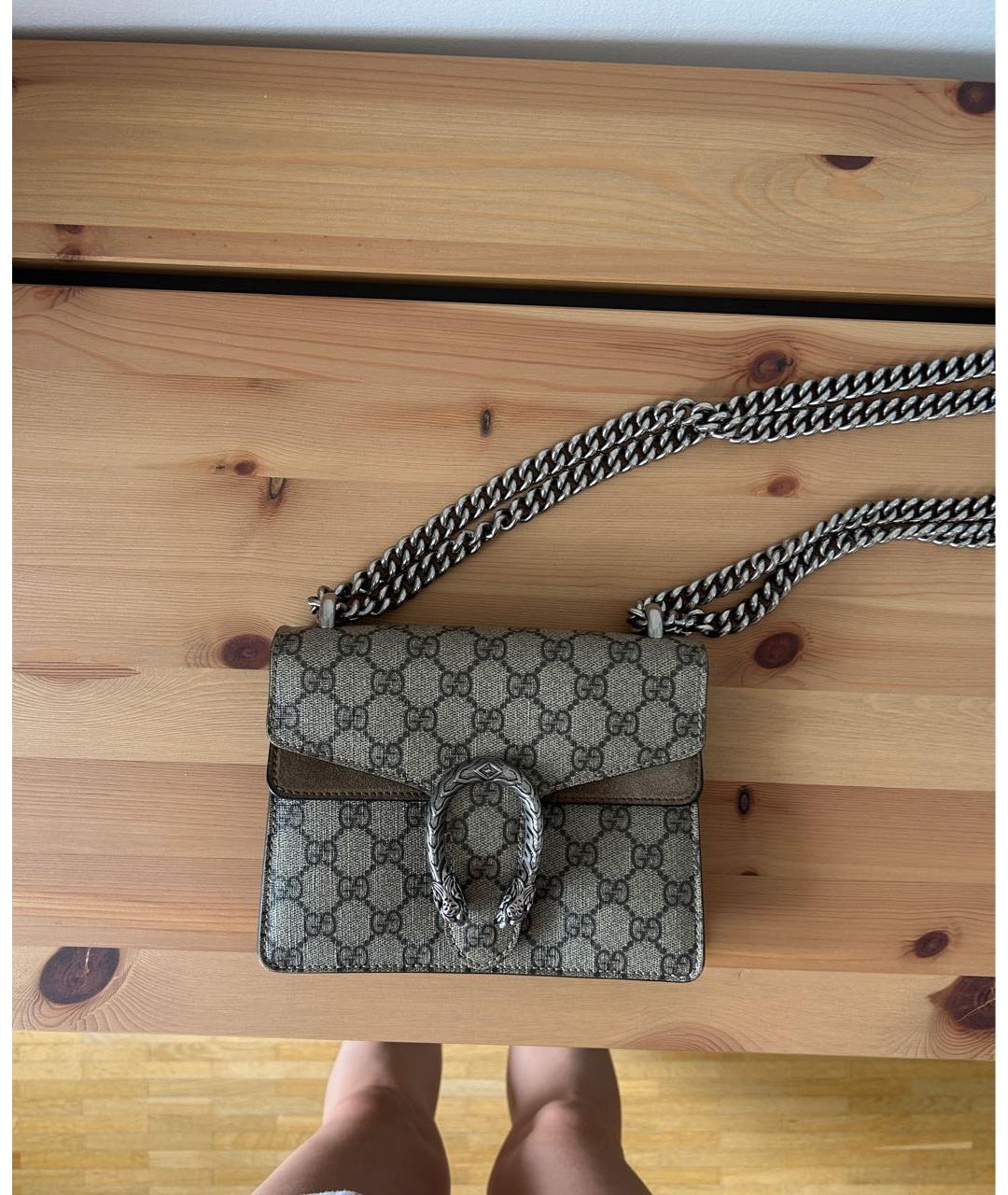 GUCCI Бежевая кожаная сумка через плечо, фото 7