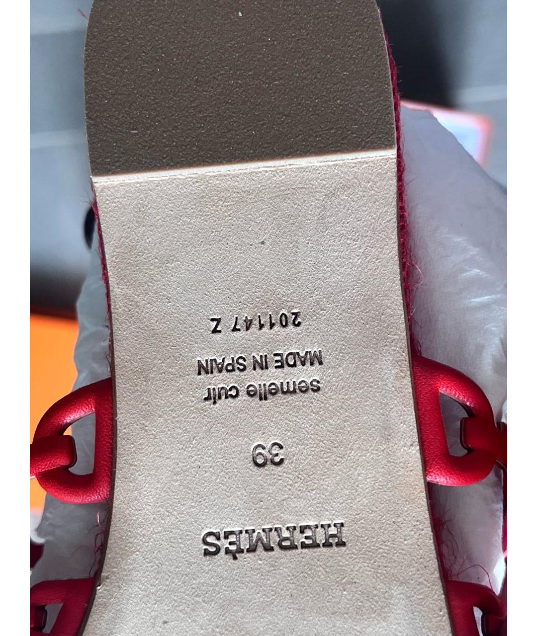 HERMES Оранжевое кожаные шлепанцы, фото 3