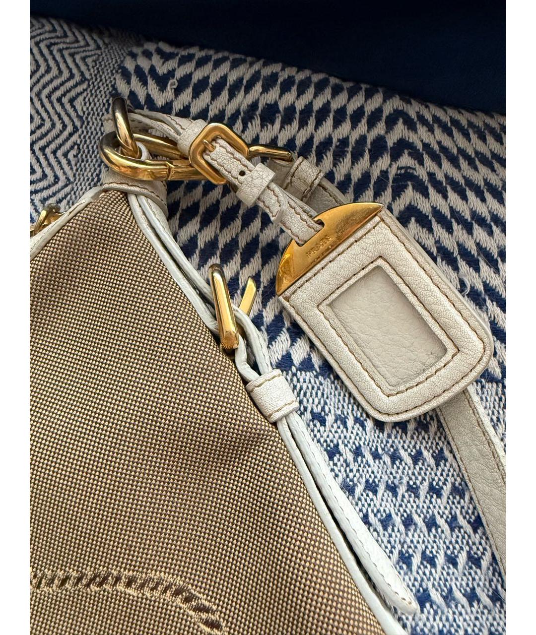PRADA Бежевая тканевая сумка через плечо, фото 5