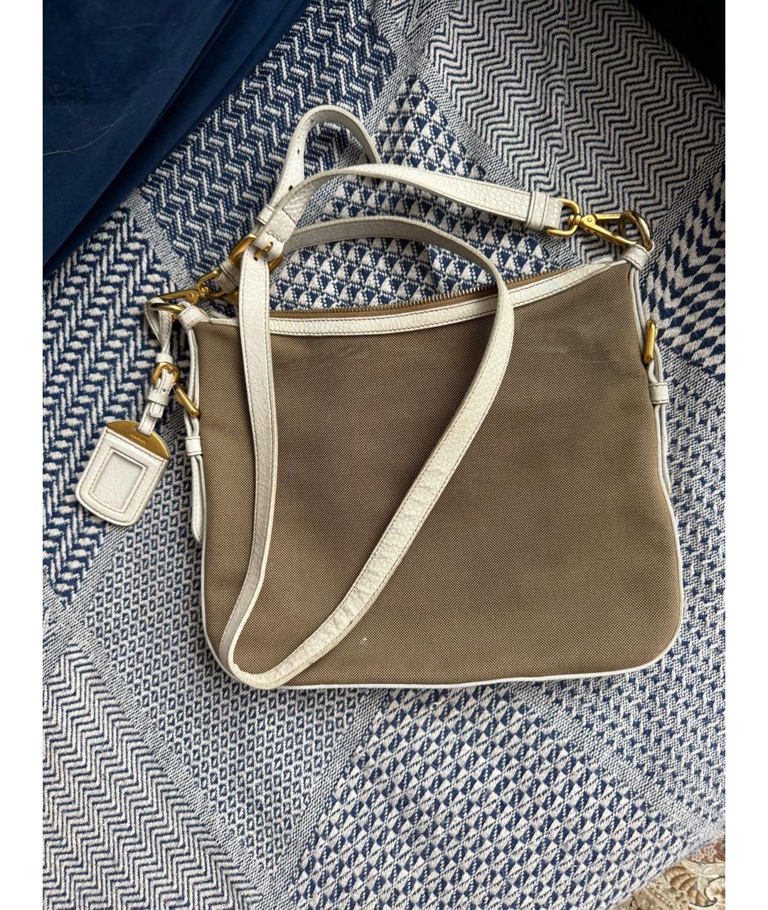 PRADA Бежевая тканевая сумка через плечо, фото 3