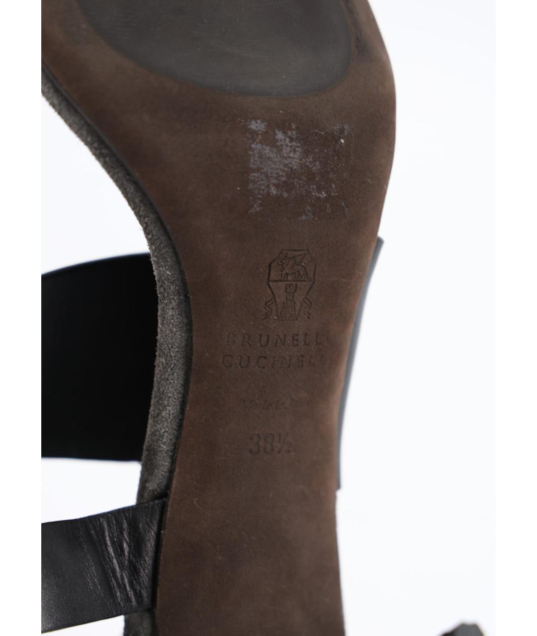 BRUNELLO CUCINELLI Черные кожаные босоножки, фото 5