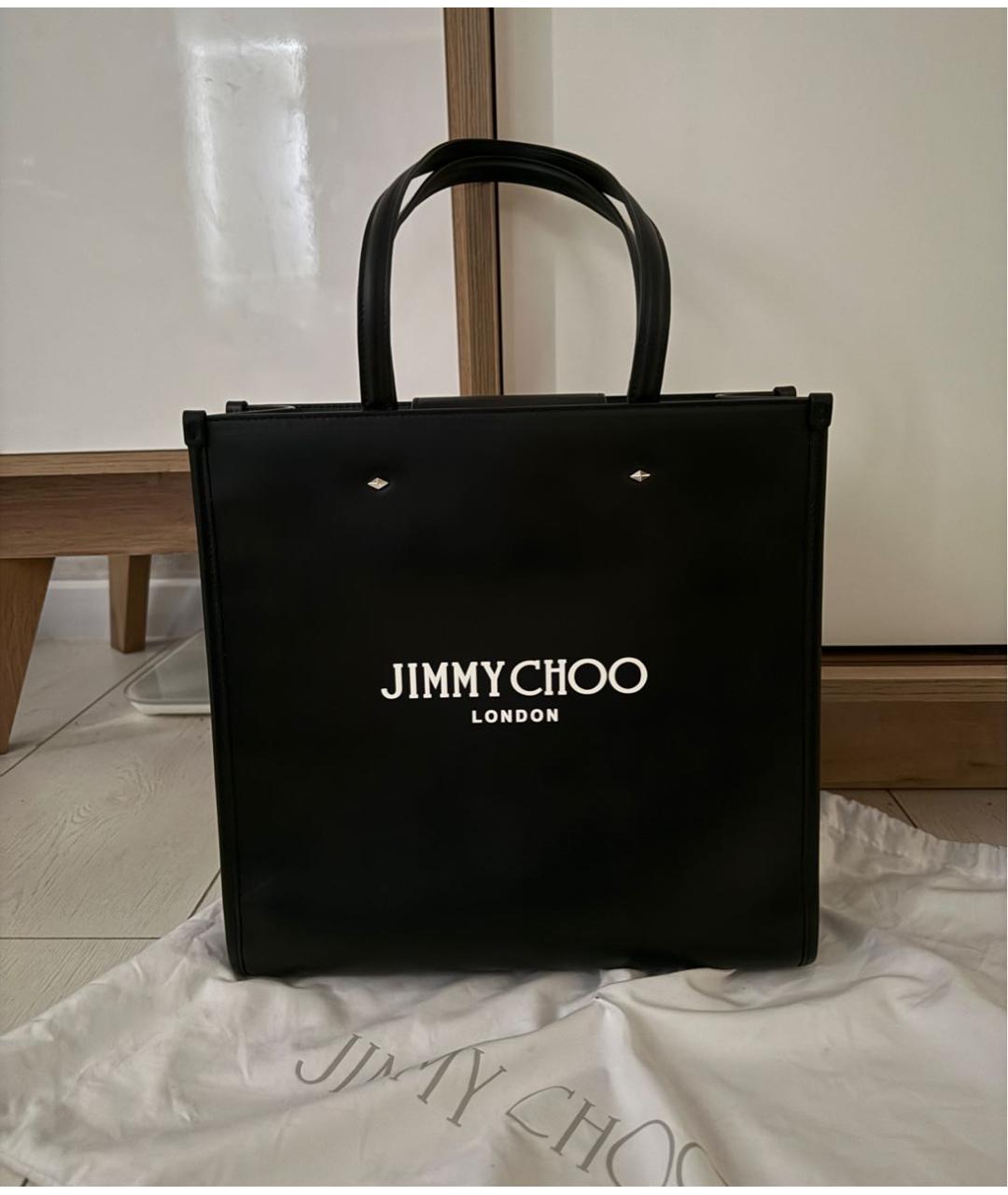 JIMMY CHOO Черная кожаная сумка тоут, фото 5