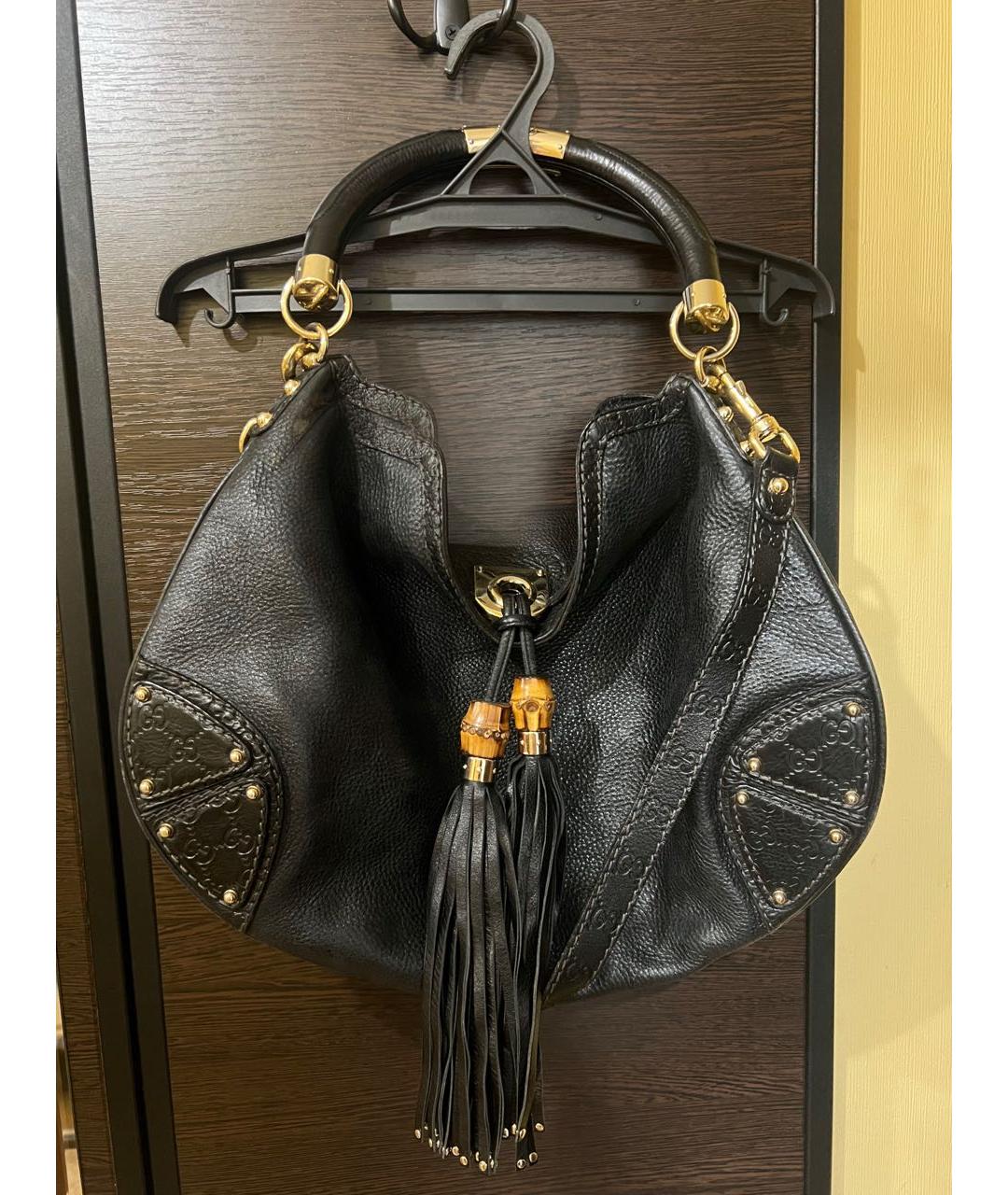 GUCCI Черная кожаная сумка с короткими ручками, фото 2