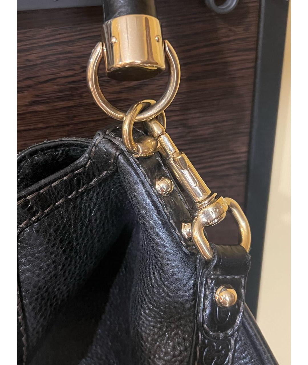 GUCCI Черная кожаная сумка с короткими ручками, фото 5