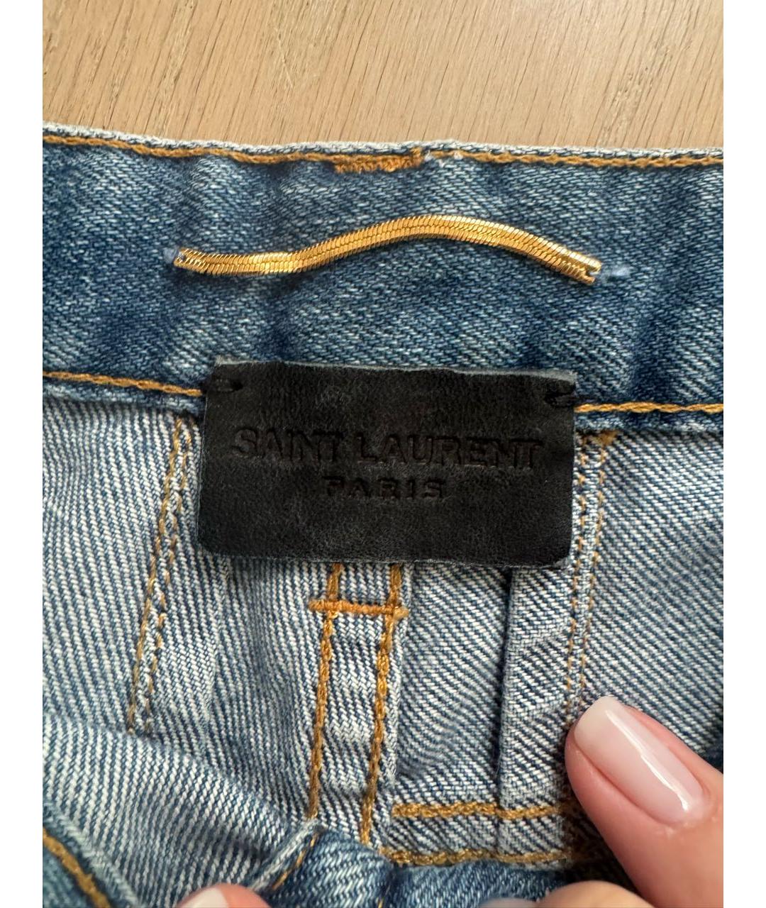 SAINT LAURENT Синие деним шорты, фото 3