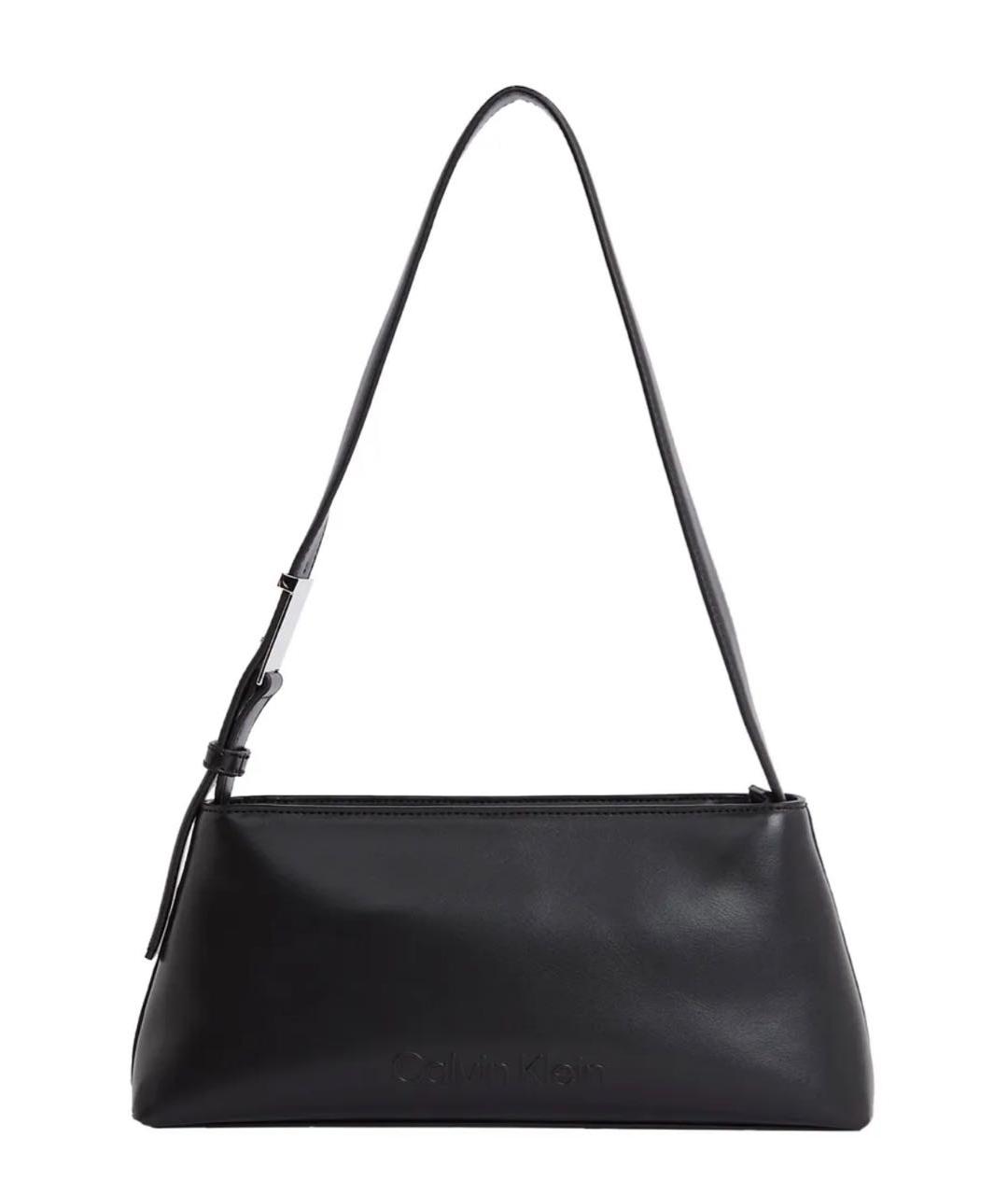 CALVIN KLEIN Черная сумка с короткими ручками из искусственной кожи, фото 1