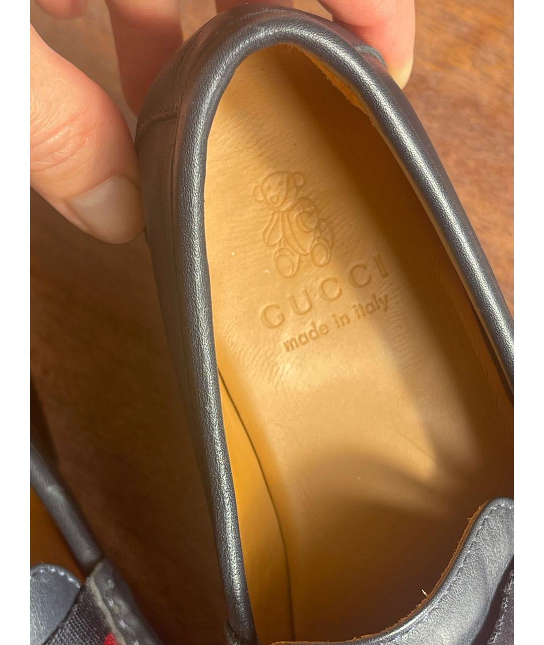 GUCCI Темно-синие кожаные лоферы/мокасины, фото 8