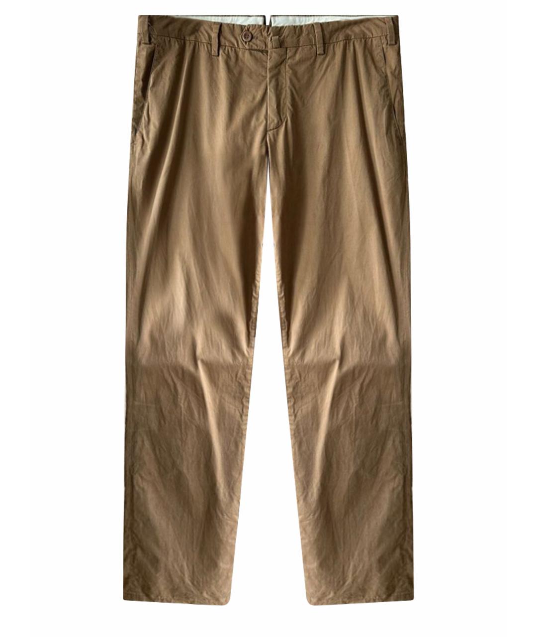 LORO PIANA Коричневые хлопко-эластановые повседневные брюки, фото 1