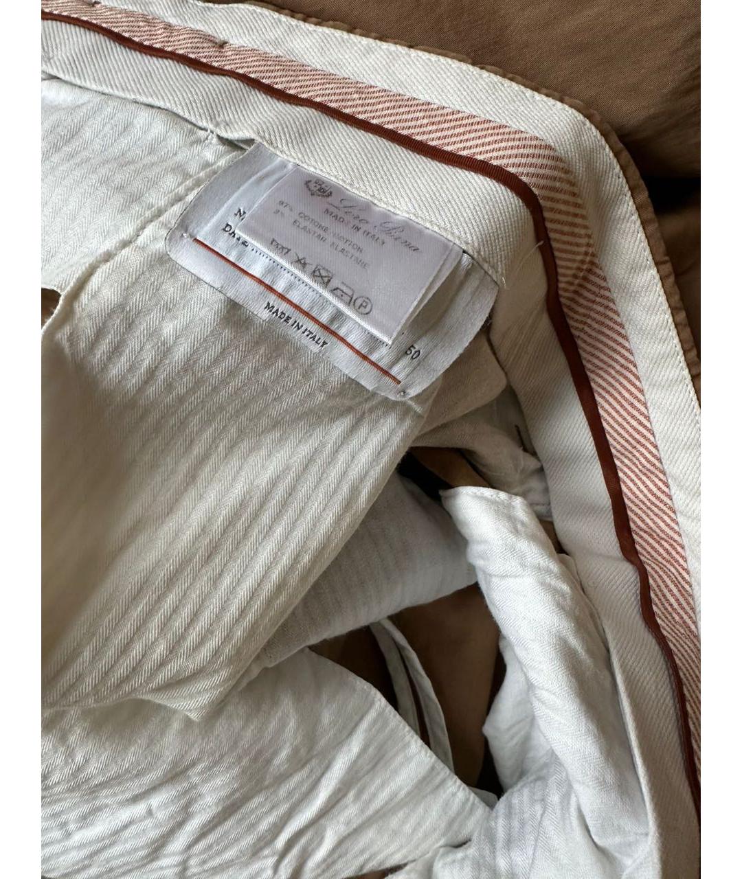 LORO PIANA Коричневые хлопко-эластановые повседневные брюки, фото 4