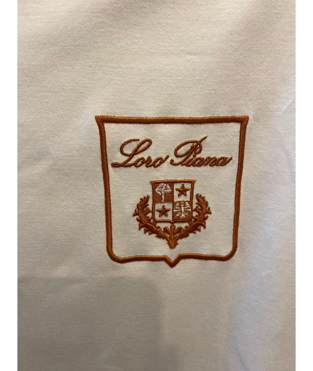 LORO PIANA Белая хлопковая футболка, фото 4