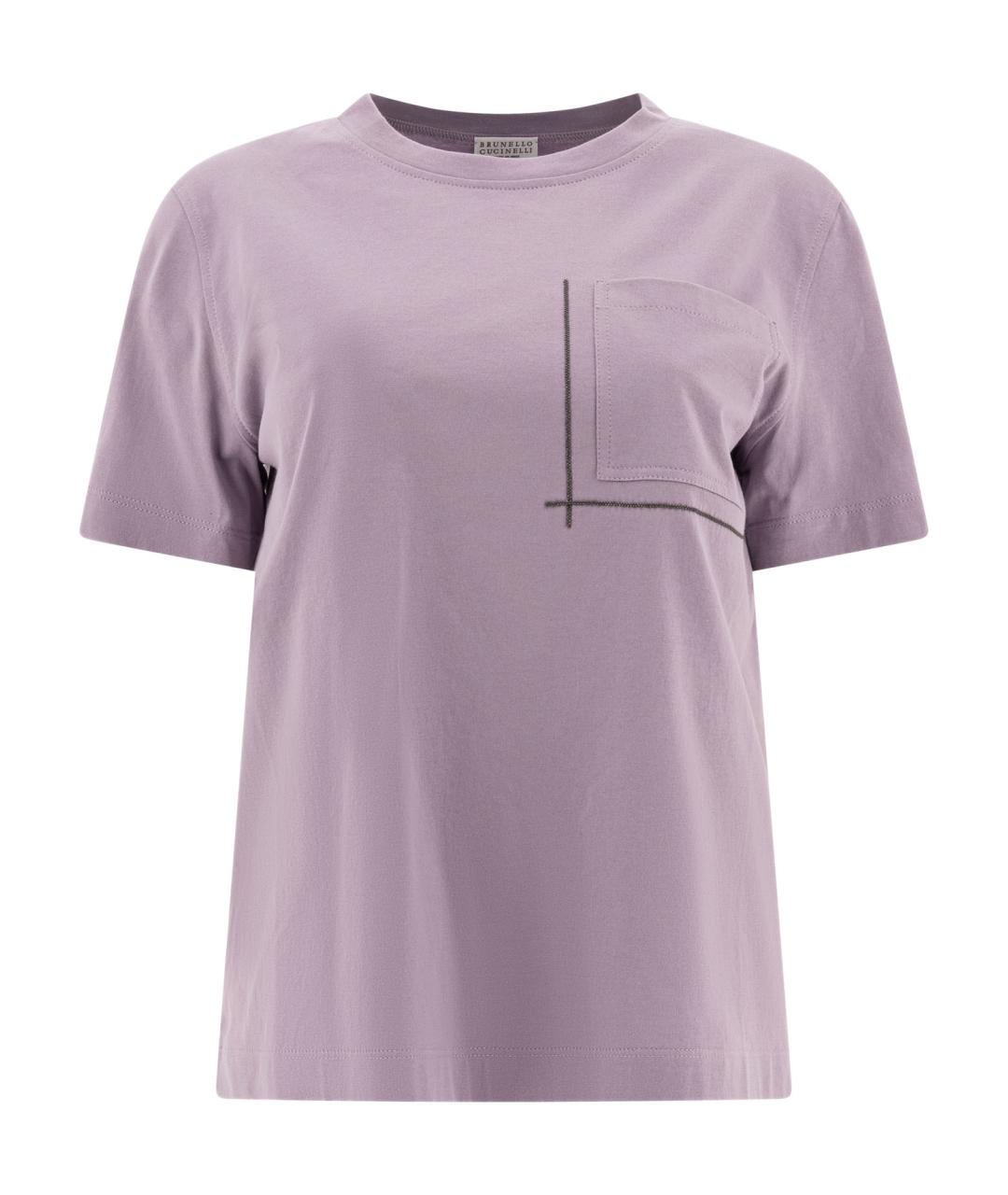 BRUNELLO CUCINELLI Фиолетовая хлопковая футболка, фото 1
