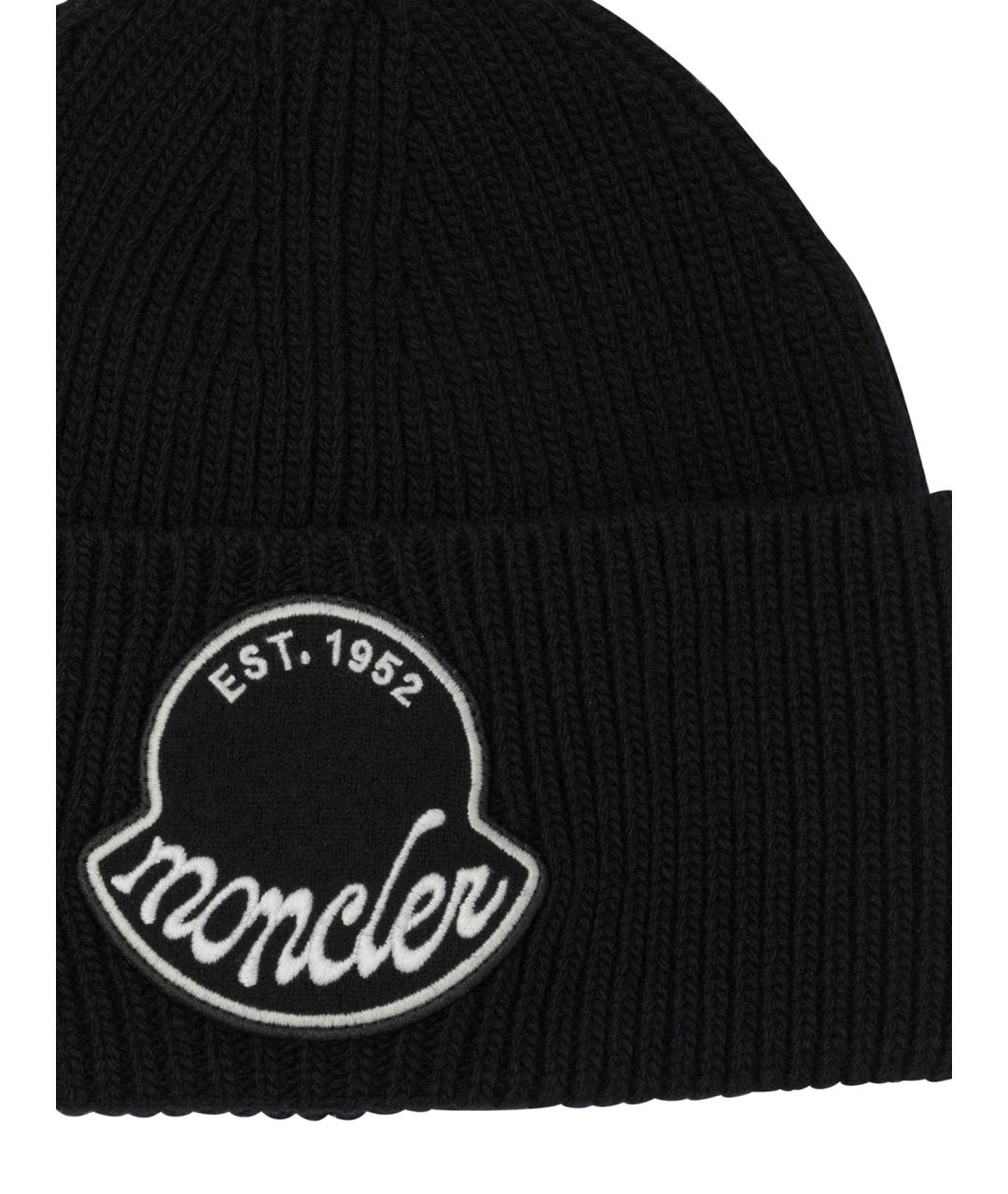 MONCLER Черная шерстяная шапка, фото 3