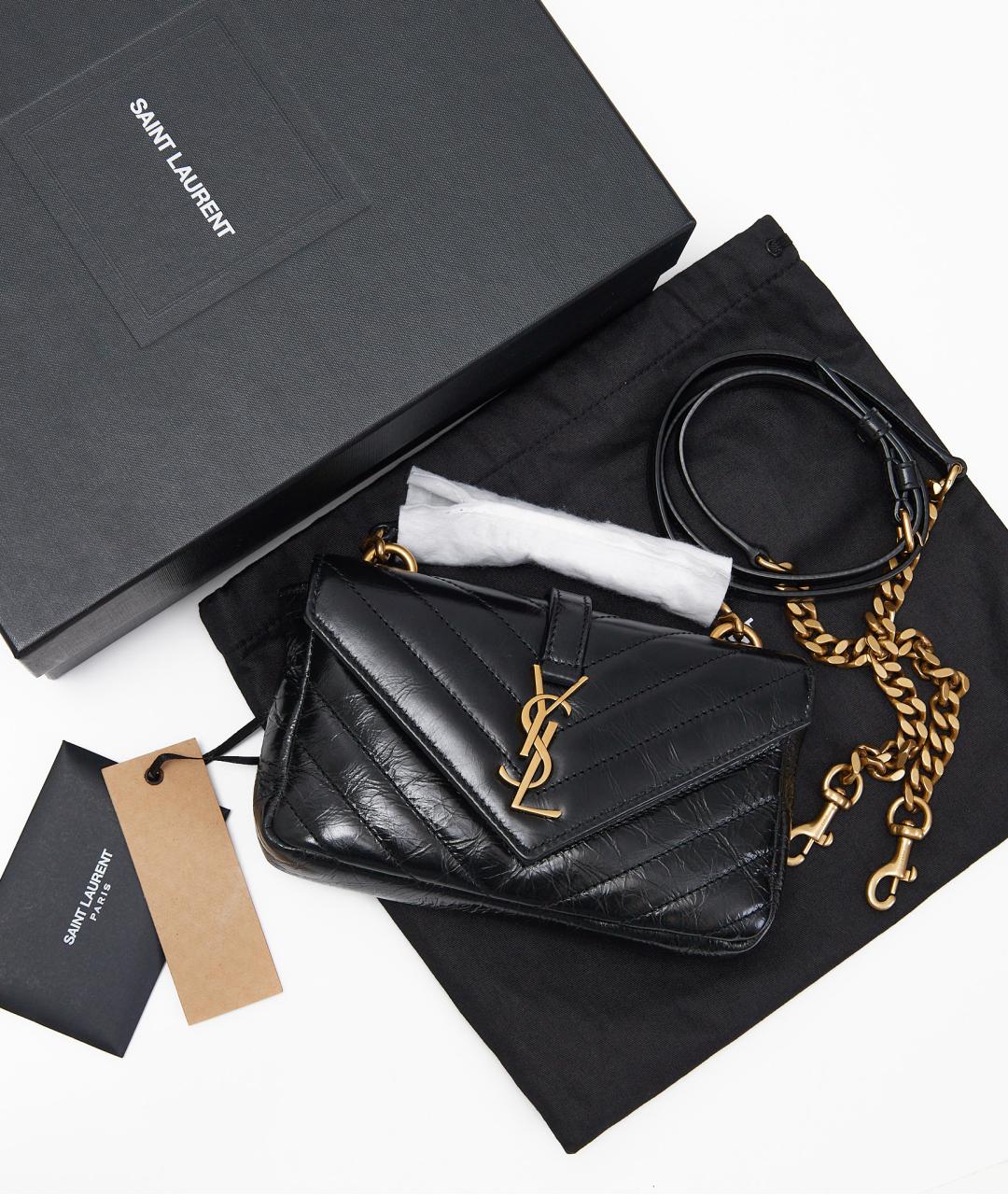 SAINT LAURENT Черная кожаная сумка через плечо, фото 4