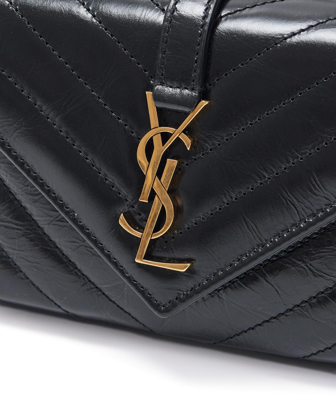 SAINT LAURENT Черная кожаная сумка через плечо, фото 5