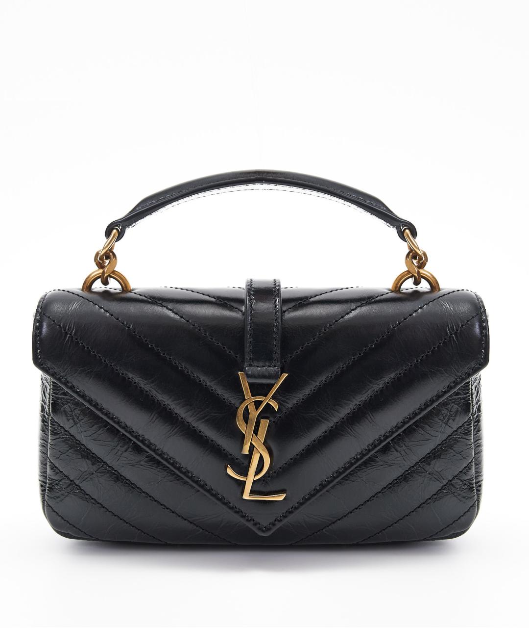 SAINT LAURENT Черная кожаная сумка через плечо, фото 1