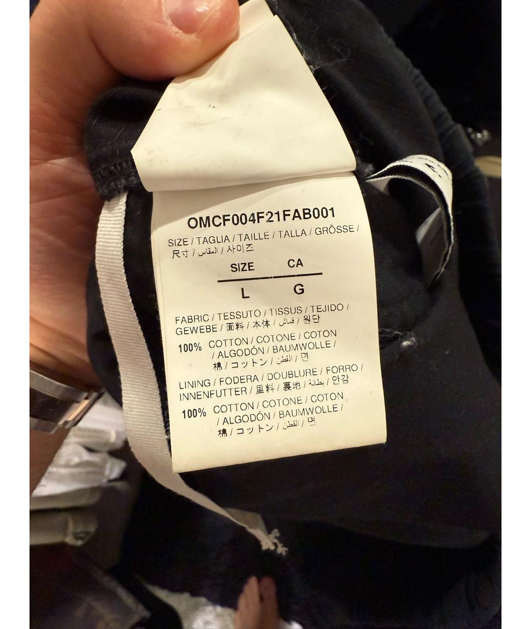 OFF-WHITE Черные хлопко-эластановые повседневные брюки, фото 4