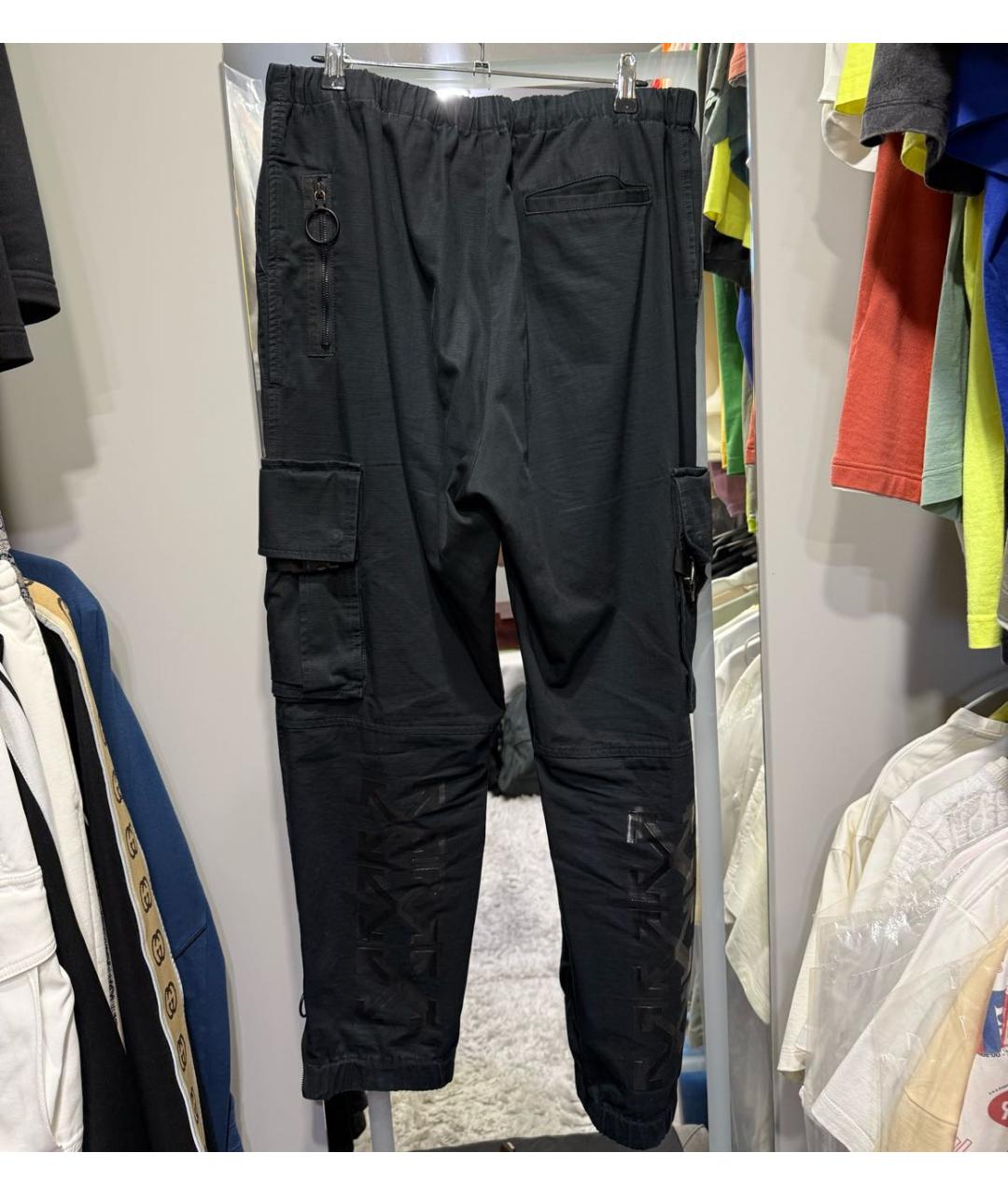 OFF-WHITE Черные хлопко-эластановые повседневные брюки, фото 2