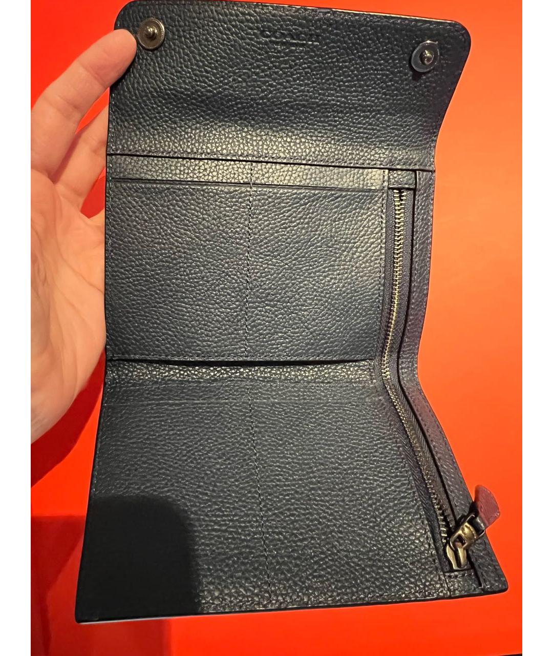 COACH Синий кожаный кошелек, фото 4