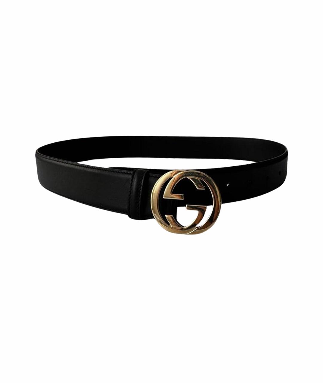 GUCCI Черный кожаный ремень, фото 1