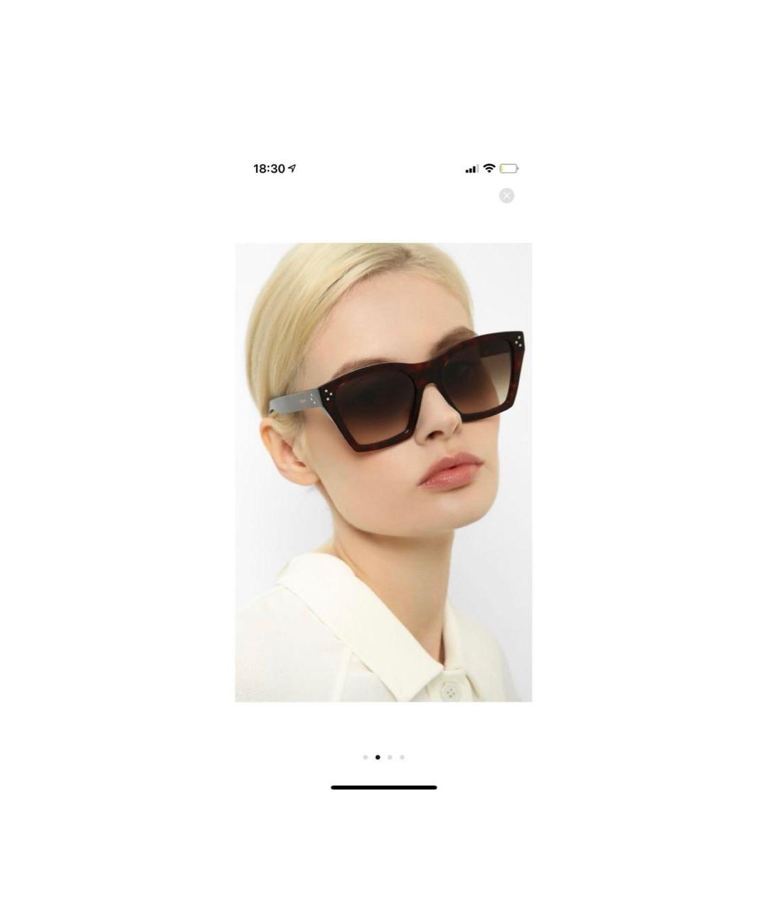CELINE Коричневые пластиковые солнцезащитные очки, фото 2