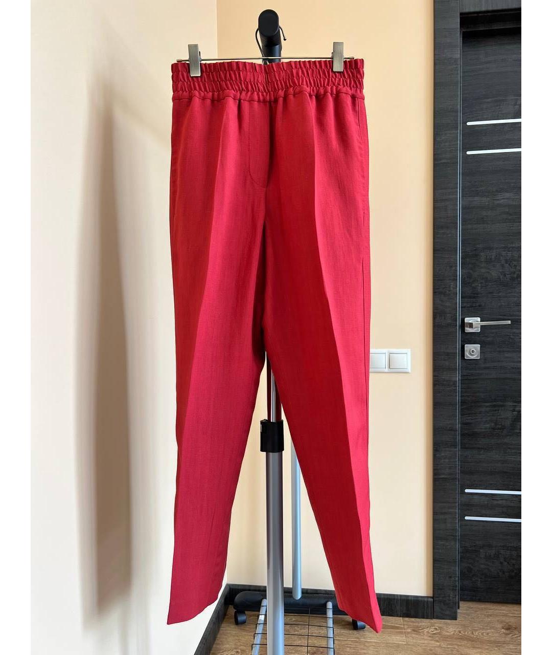 BRUNELLO CUCINELLI Красные прямые брюки, фото 5