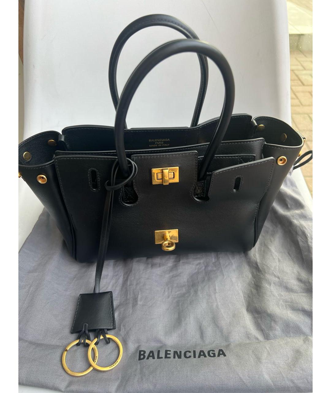 BALENCIAGA Черная кожаная сумка с короткими ручками, фото 5