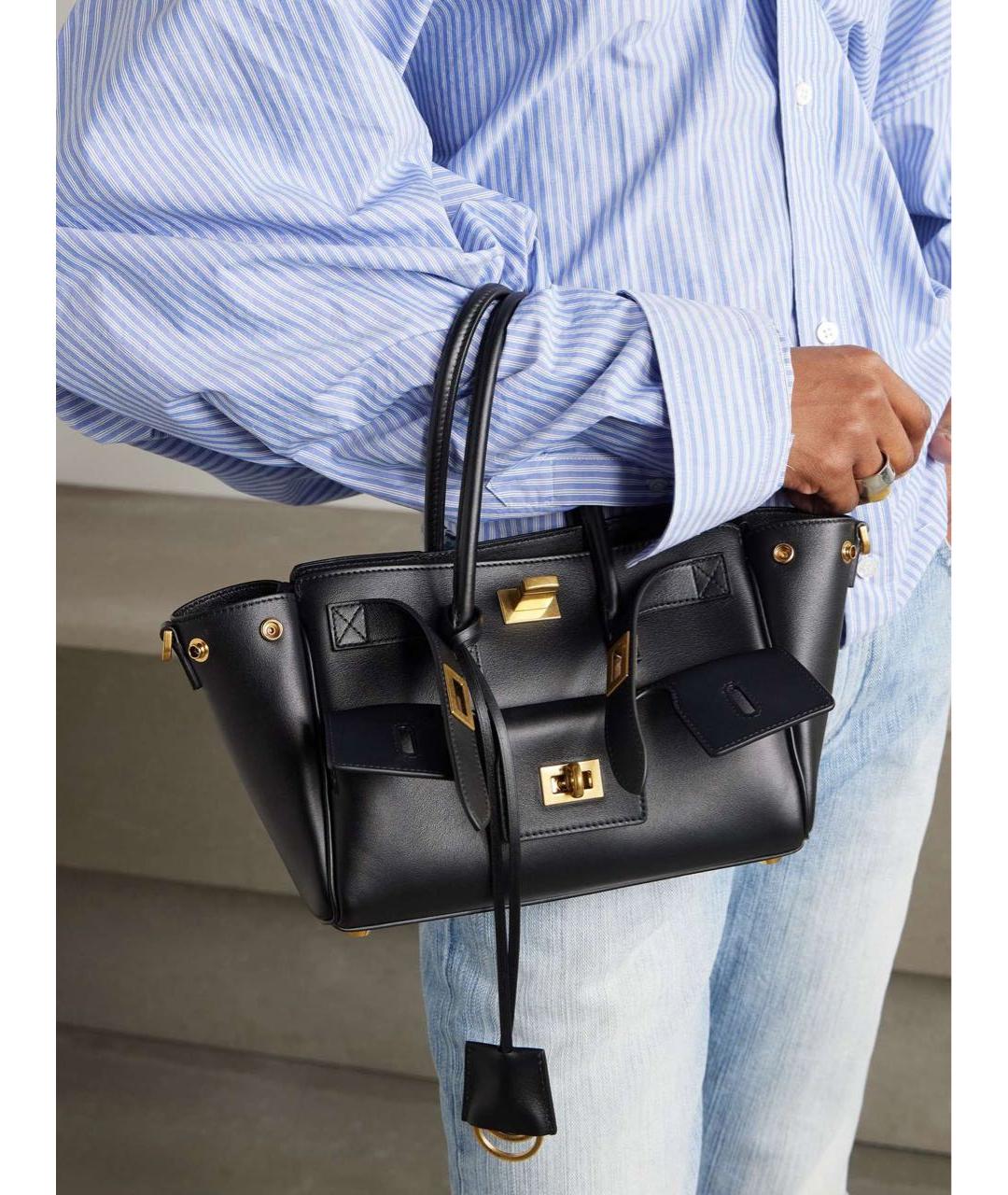 BALENCIAGA Черная кожаная сумка с короткими ручками, фото 7