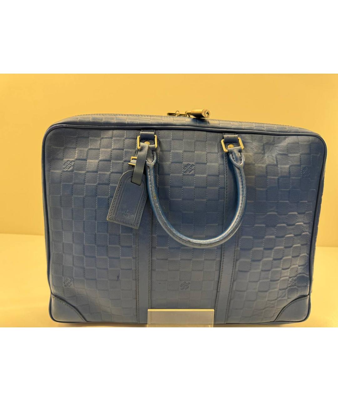 LOUIS VUITTON Синий кожаный портфель, фото 2