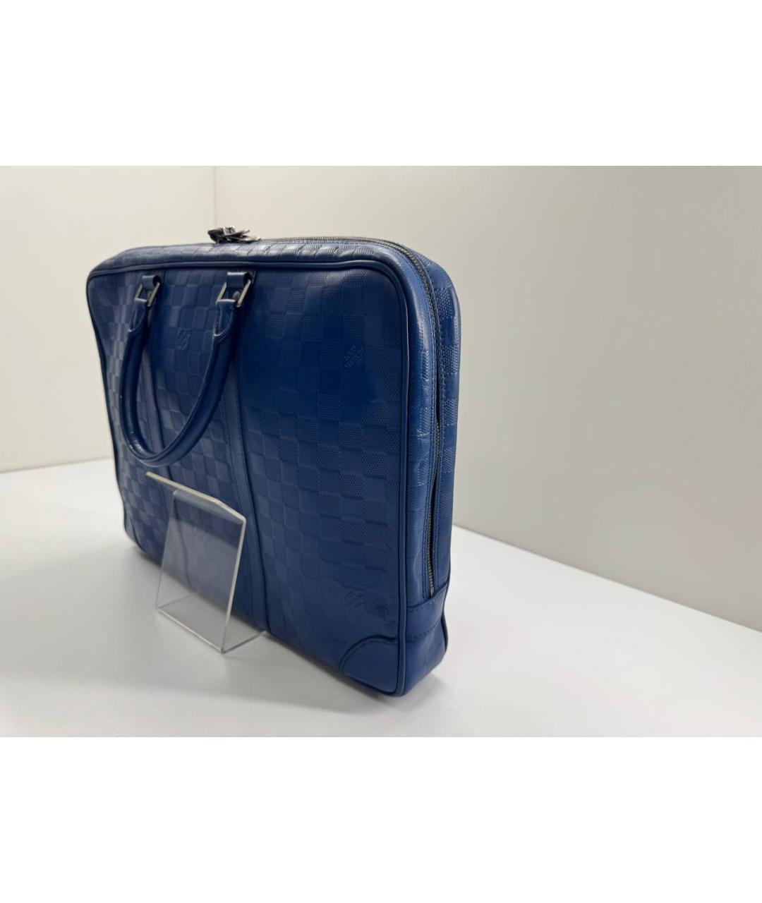 LOUIS VUITTON Синий кожаный портфель, фото 8