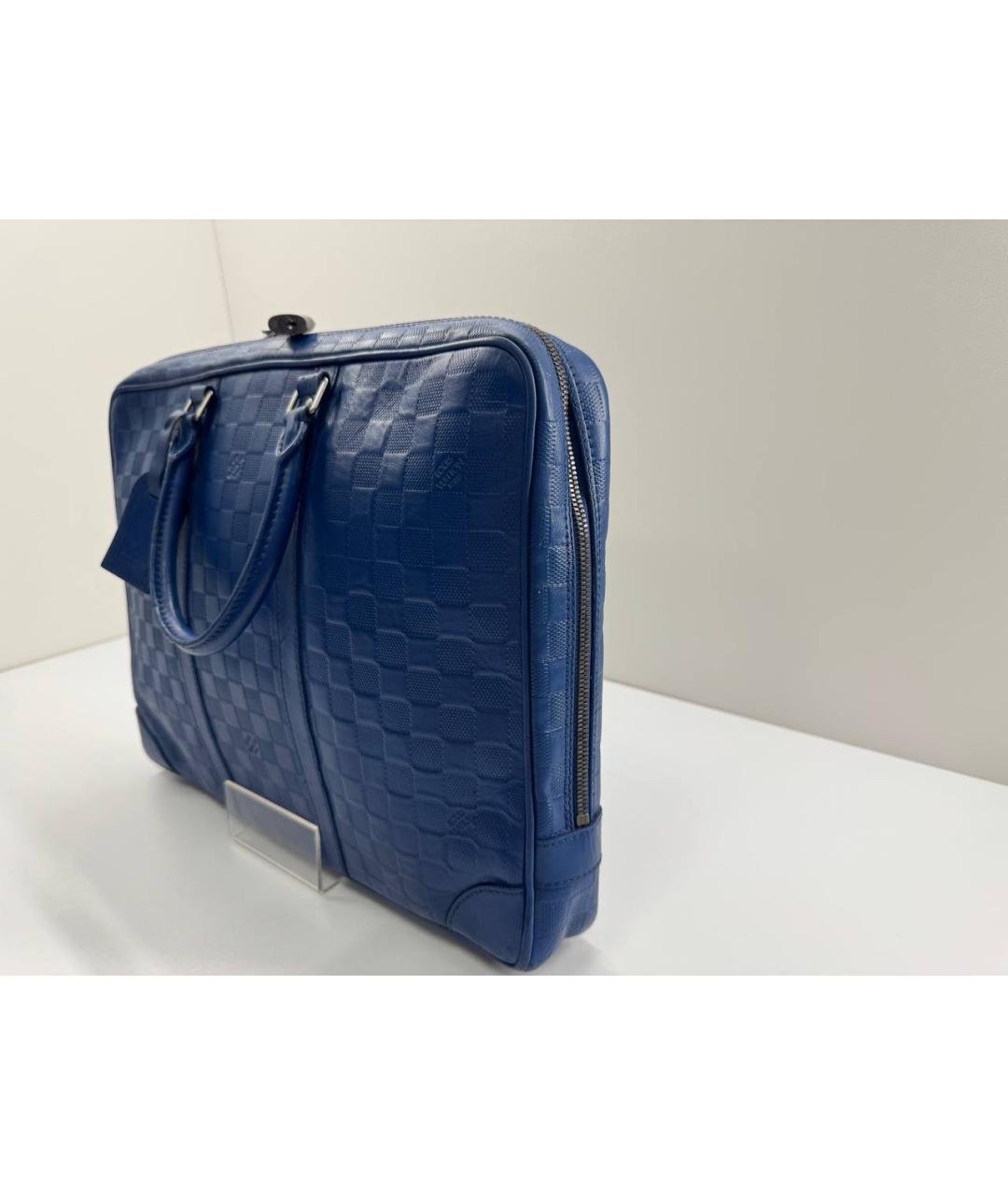 LOUIS VUITTON Синий кожаный портфель, фото 4