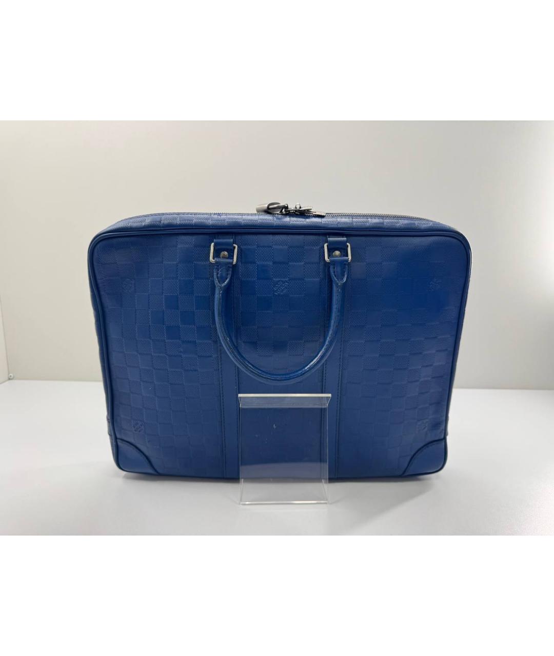 LOUIS VUITTON Синий кожаный портфель, фото 7