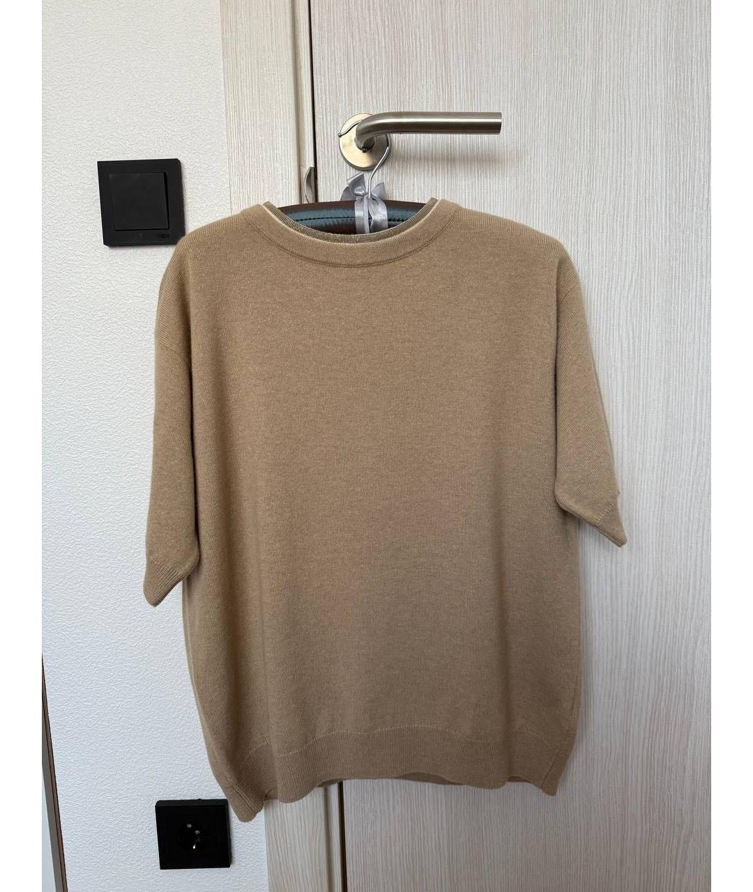 BRUNELLO CUCINELLI Коричневая кашемировая футболка, фото 5