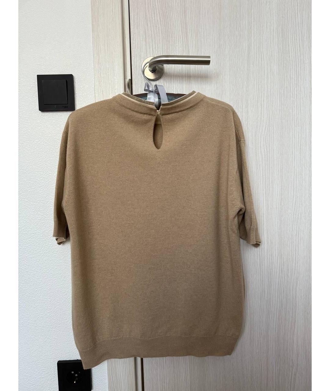 BRUNELLO CUCINELLI Коричневая кашемировая футболка, фото 2