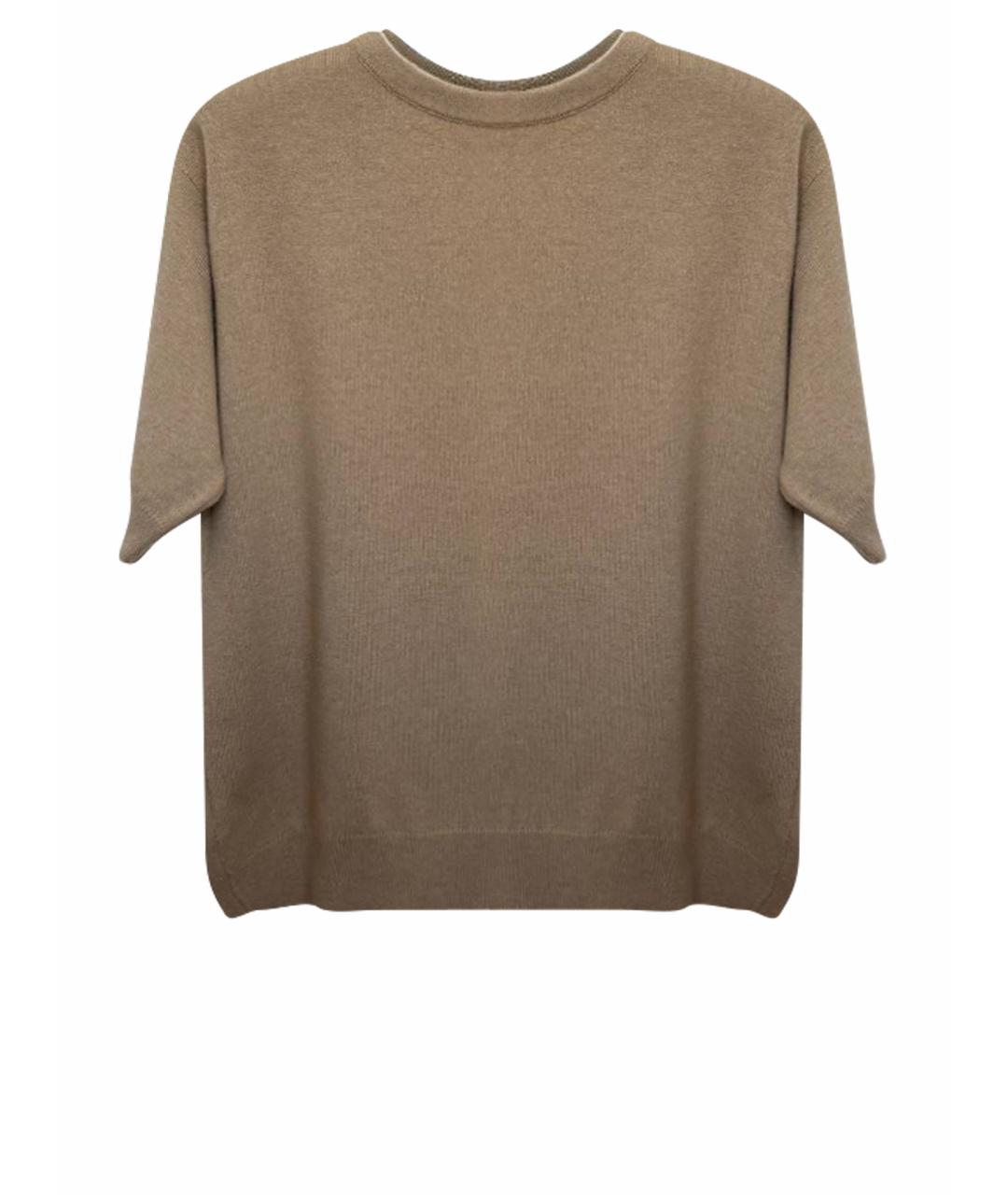 BRUNELLO CUCINELLI Коричневая кашемировая футболка, фото 1