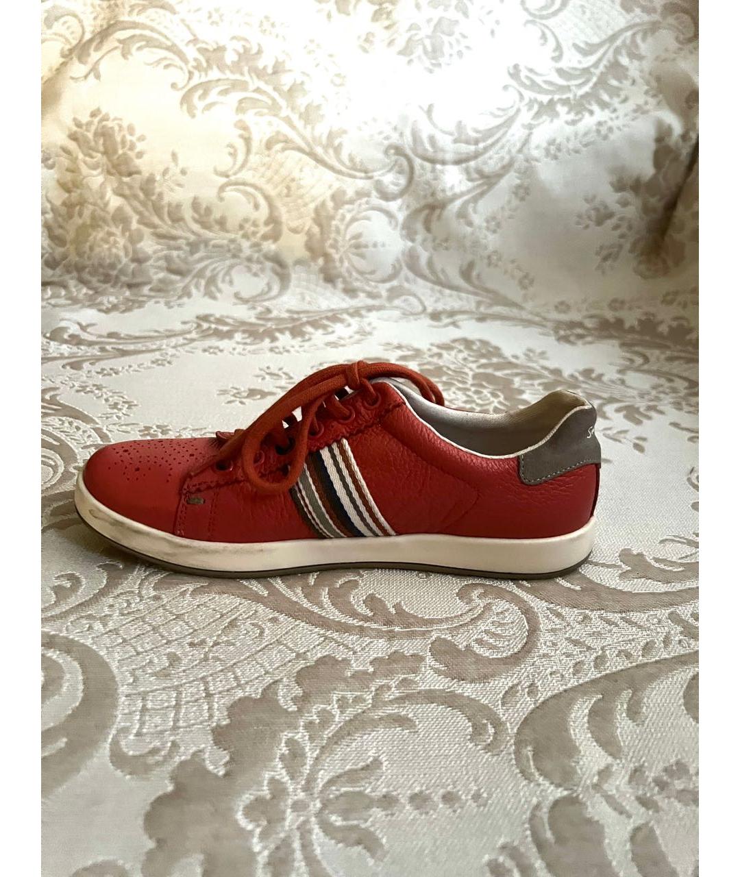 PAUL SMITH JUNIOR Коралловые кожаные кеды, фото 4