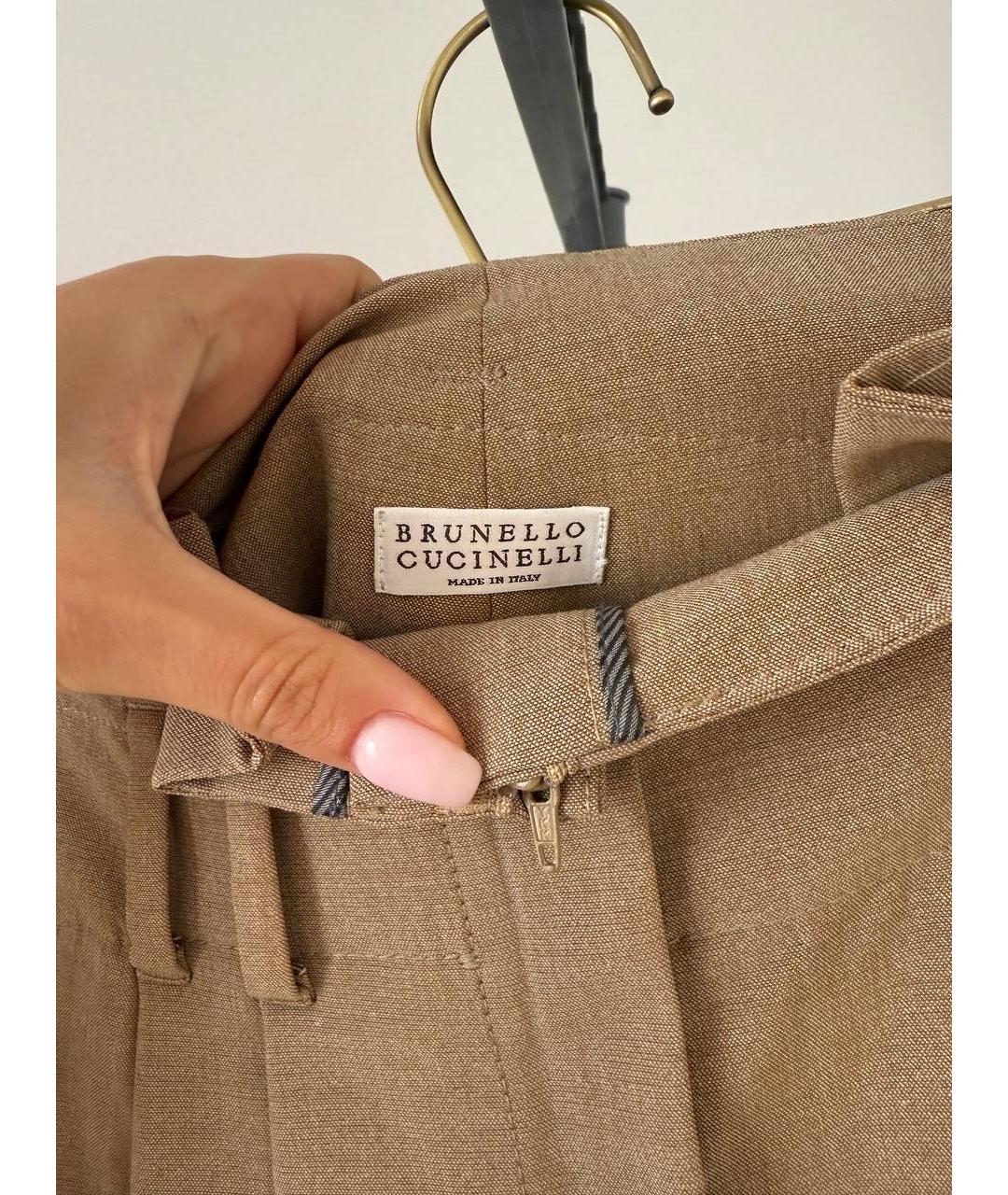 BRUNELLO CUCINELLI Коричневые прямые брюки, фото 3