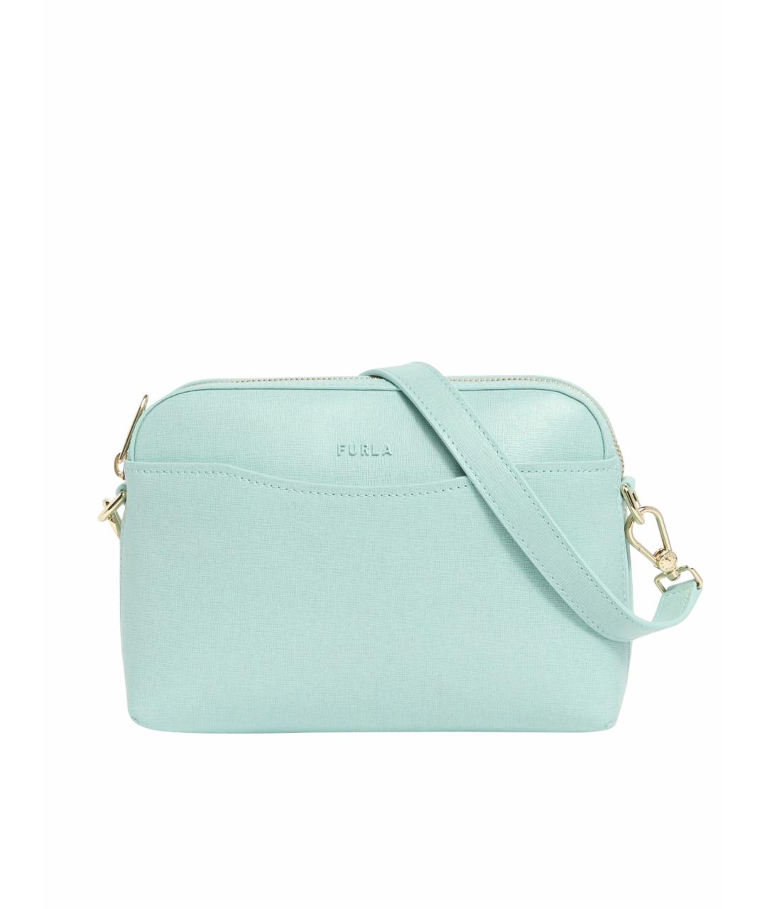 FURLA Бирюзовая кожаная сумка через плечо, фото 1