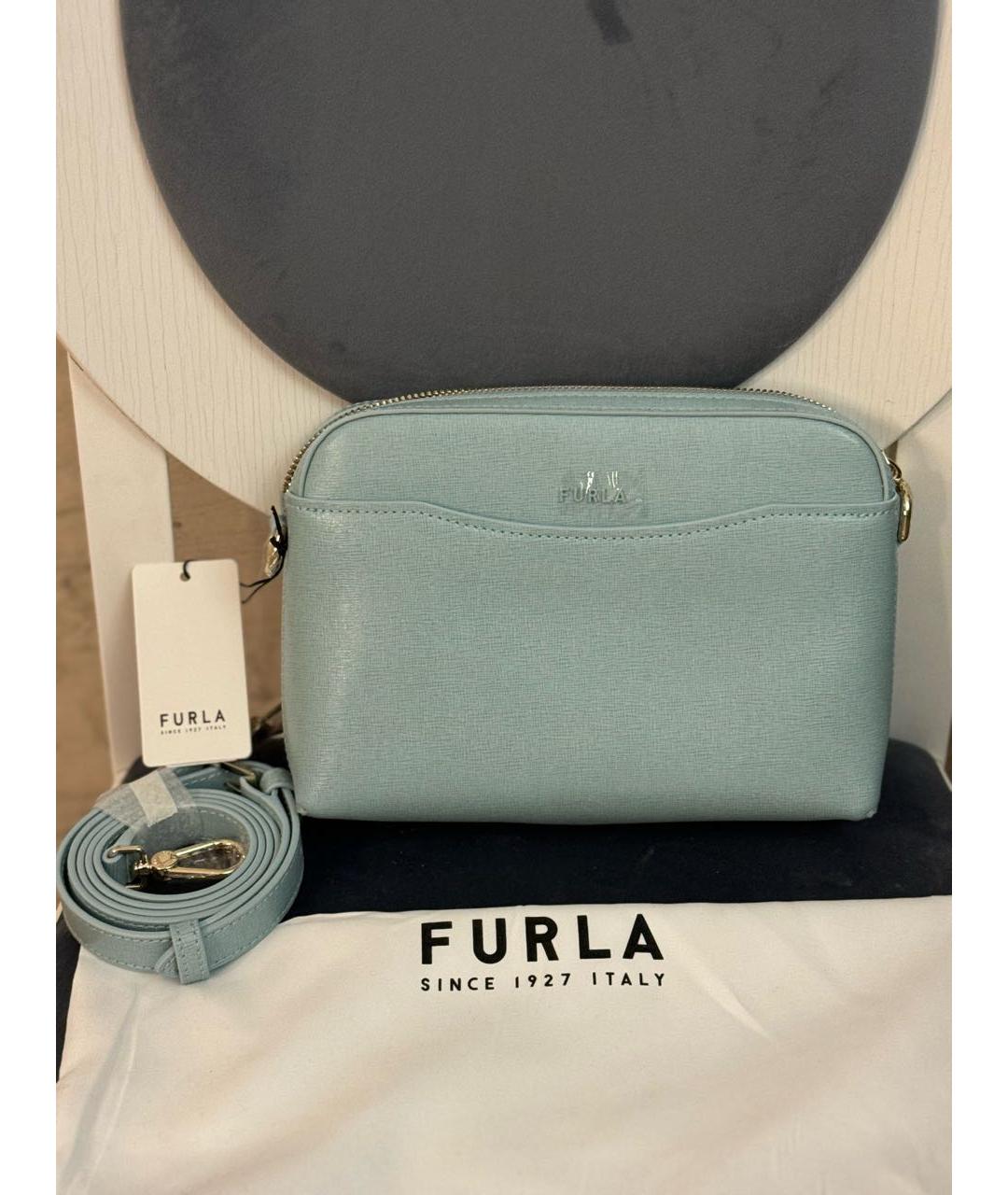 FURLA Бирюзовая кожаная сумка через плечо, фото 2