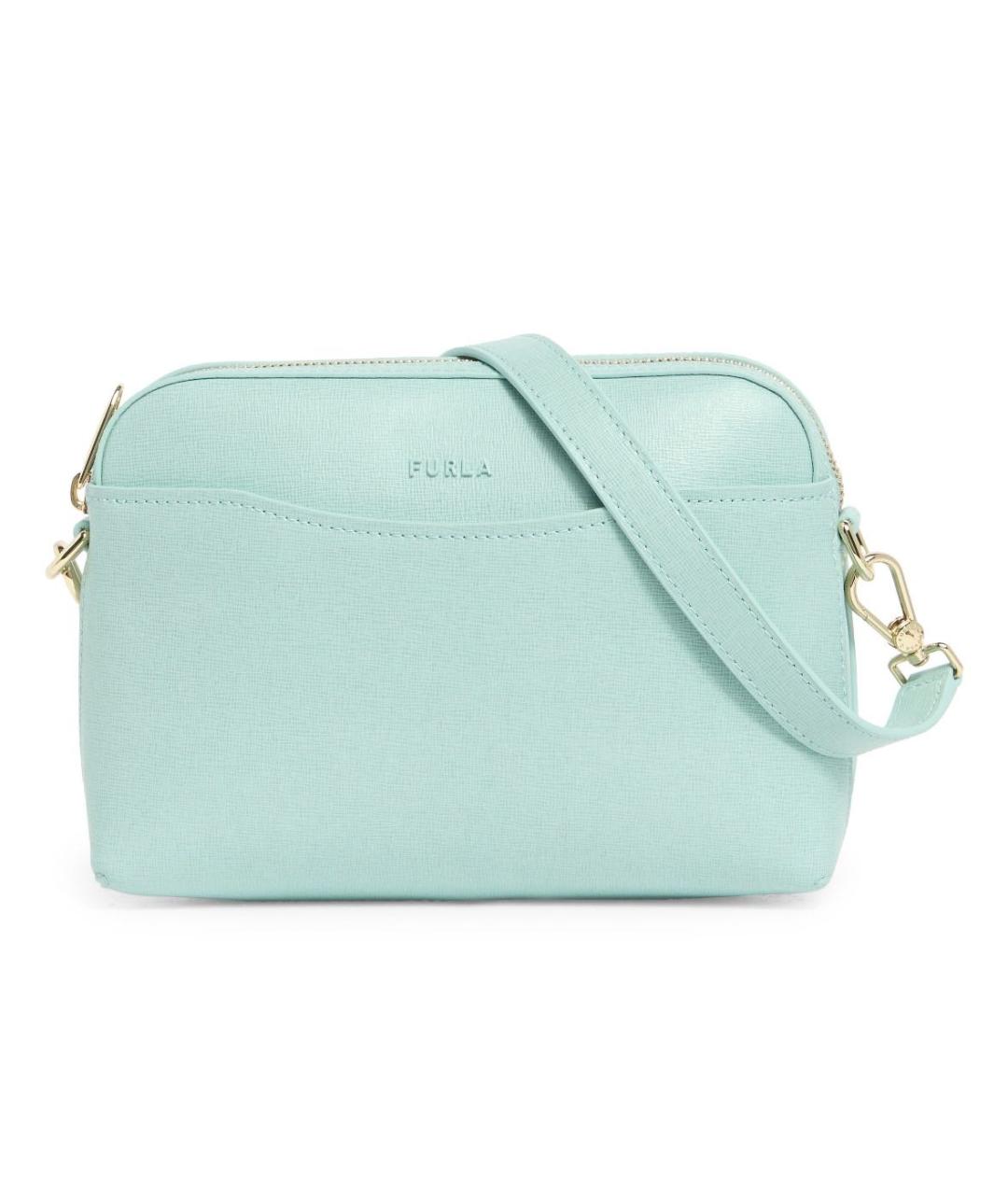 FURLA Бирюзовая кожаная сумка через плечо, фото 9