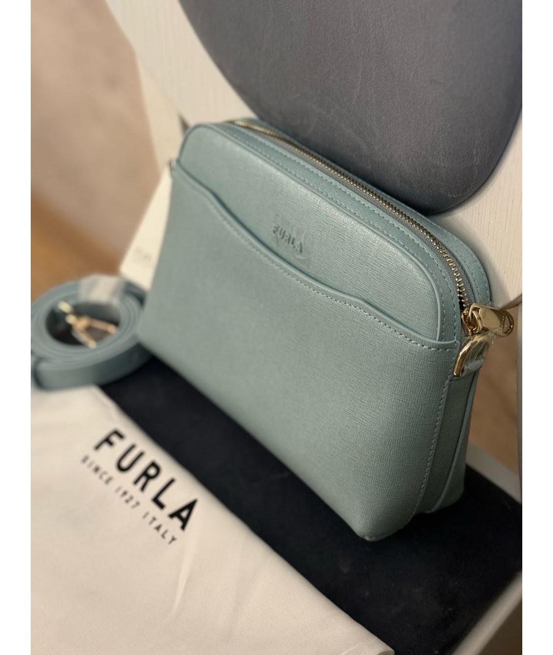 FURLA Бирюзовая кожаная сумка через плечо, фото 3