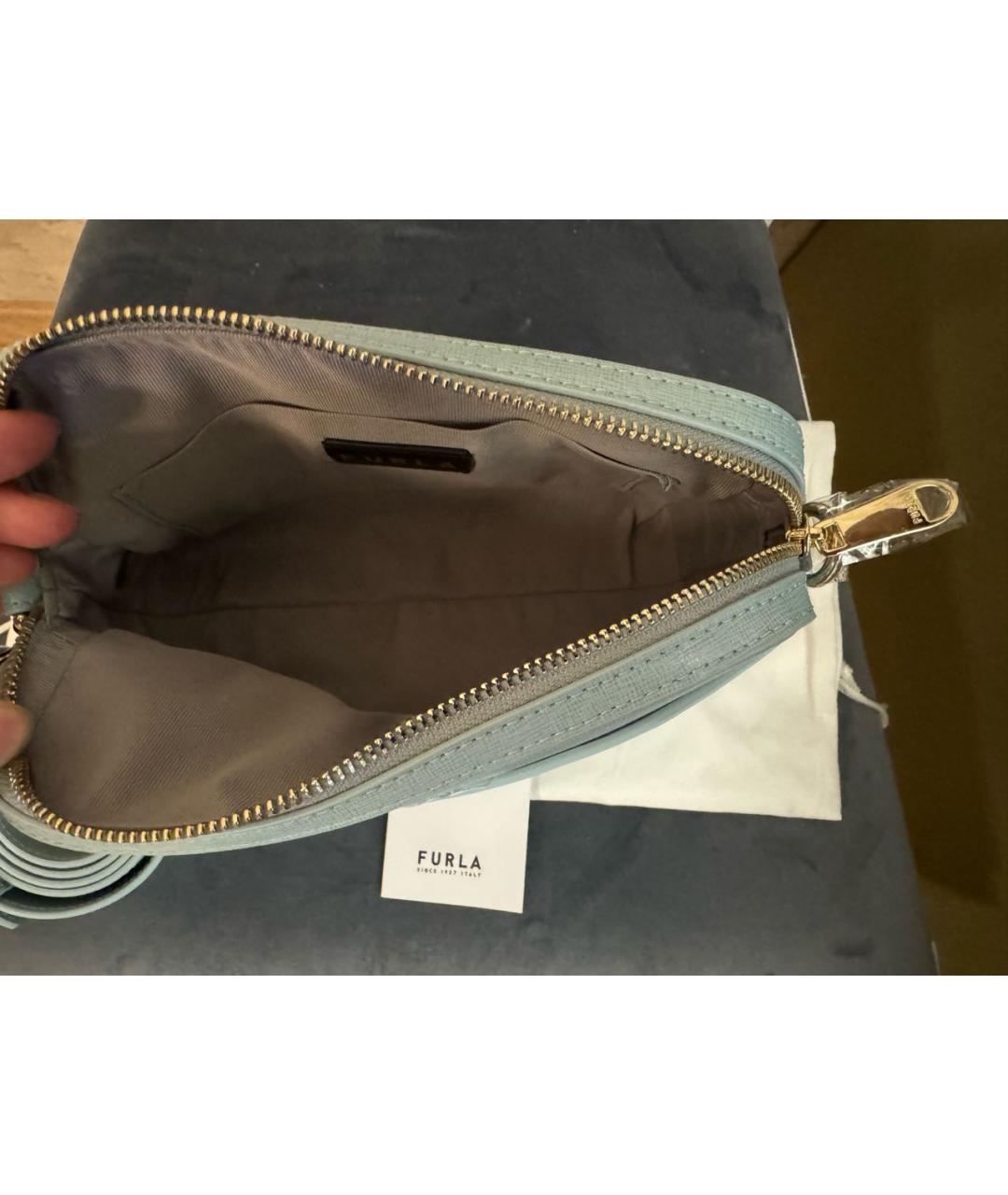 FURLA Бирюзовая кожаная сумка через плечо, фото 4