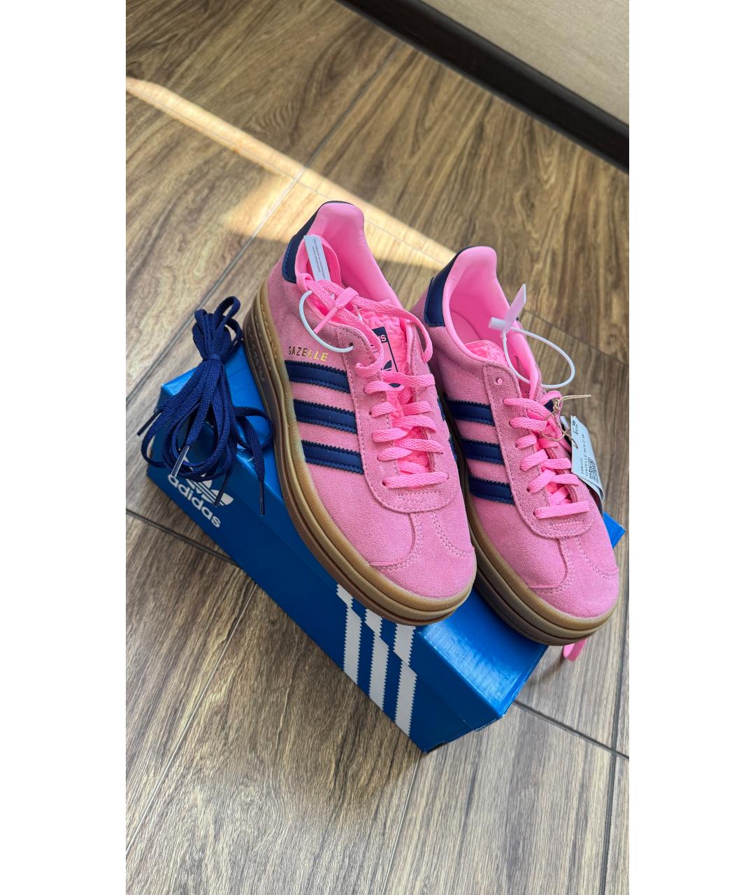 ADIDAS Розовые замшевые кроссовки, фото 2