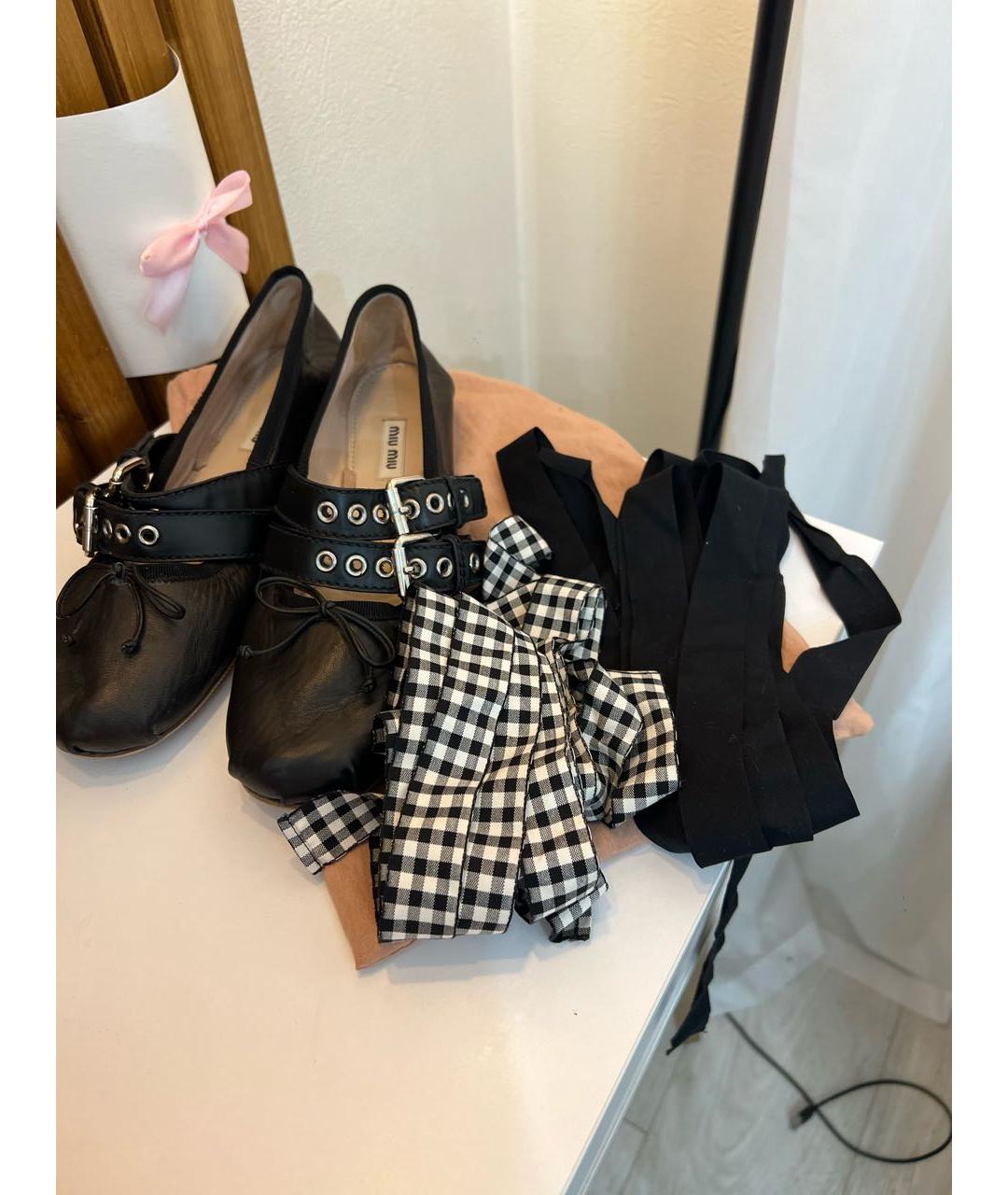 MIU MIU Черные кожаные балетки, фото 6