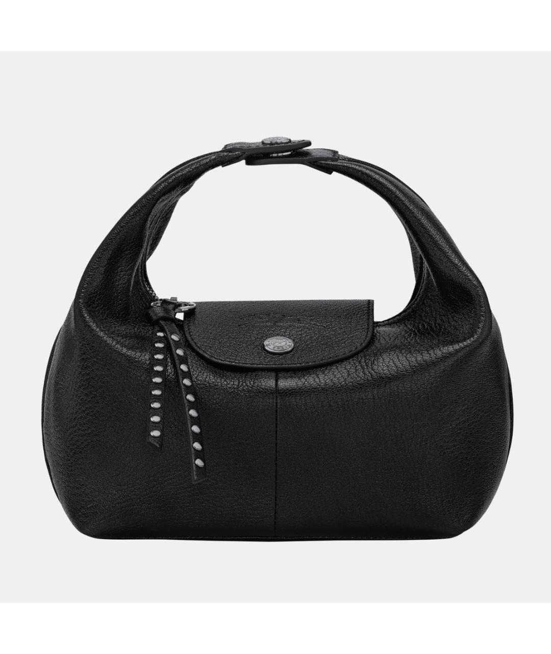LONGCHAMP Черная кожаная сумка с короткими ручками, фото 3