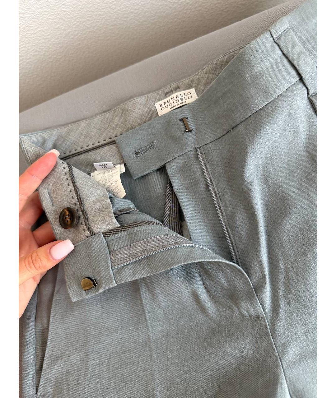 BRUNELLO CUCINELLI Серые прямые брюки, фото 3