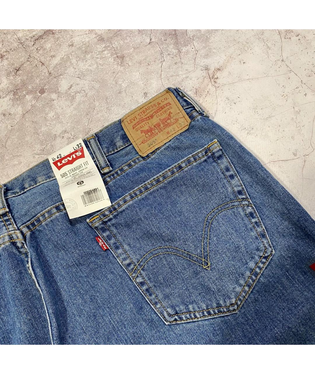 LEVI'S Синие хлопковые прямые джинсы, фото 3