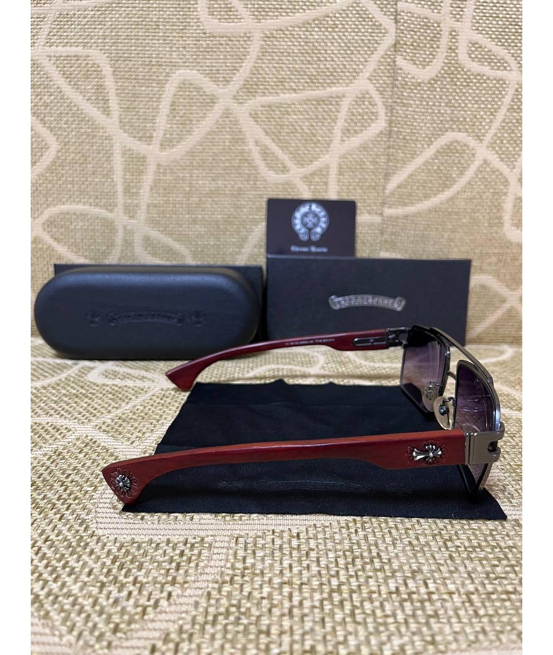 CHROME HEARTS Красные деревянные солнцезащитные очки, фото 5