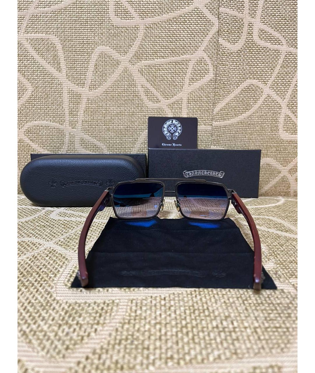 CHROME HEARTS Красные деревянные солнцезащитные очки, фото 4
