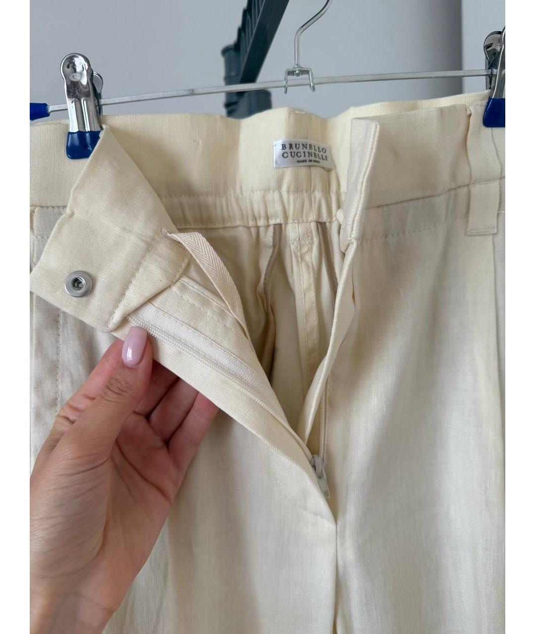 BRUNELLO CUCINELLI Бежевые прямые брюки, фото 3