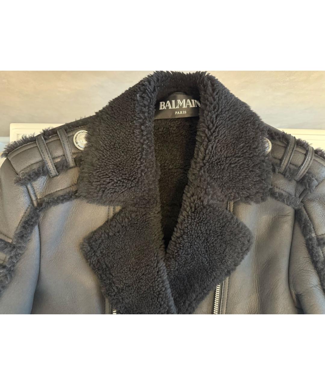 BALMAIN Черная кожаная дубленка, фото 5